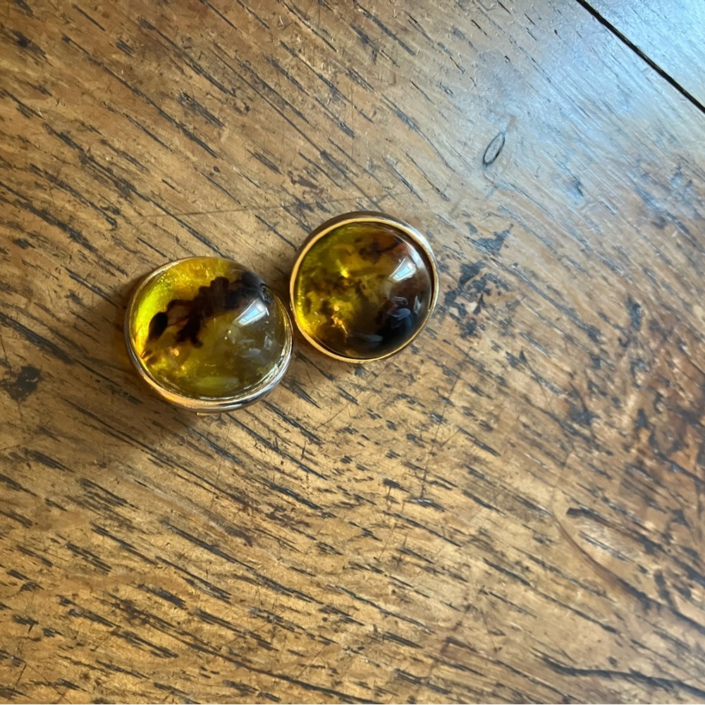 Vintage Amber Clip-On Earrings